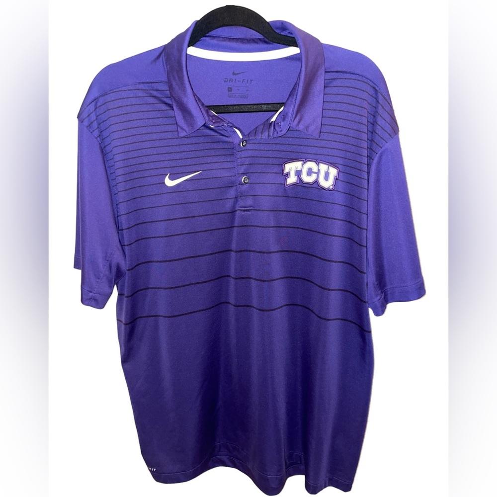 Nike Dri-Fit TCU Texas Christian University Mens XL Purple Golf Polo